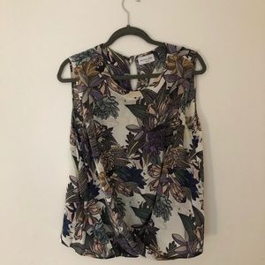 Megan park floral 100 percent silk sleeveless top